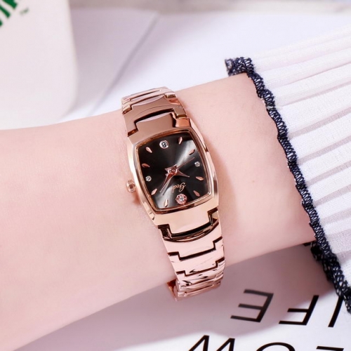 GEDI Personality Diamond Inlaid Square Dial Fat Steel Band Waterproof Quartz Ladies Watch