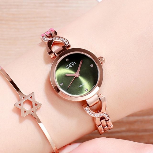 GEDI Fashion Elegant Diamond Inlaid Dial Exquisite Bracelet Waterproof Quartz Ladies Watch