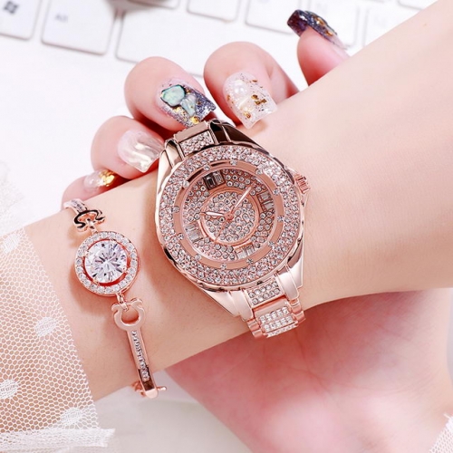 GEDI Hot Sale Luxury Diamond Inlaid Dial Exquisite Steel Band Waterproof Quartz Ladies Watch