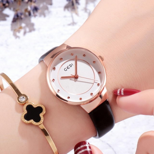 GEDI Elegant High-grade Simplicity Dial Fashion Leather Strap Waterproof Quartz Ladies Watch