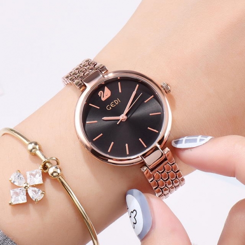 GEDI Simplicity Elegant Swan Pattern Dial Hot sale Steel Band Waterproof Quartz Ladies Watch