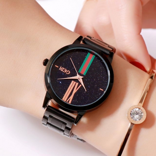 GEDI Simplicity Scale Shinning Starry Sky Dial Hot Sale Steel Band Waterproof Quartz Ladies Watch