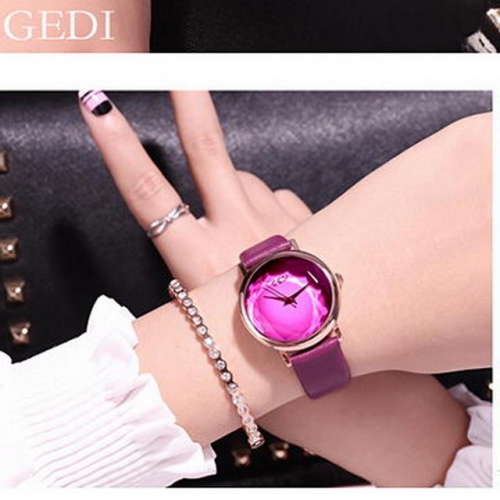 GEDI INS Girlish Style Simplicity Dial Diamond Cutting Mirror Waterproof Quartz Ladies Watch