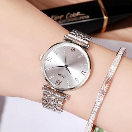 GEDI Versatile Diamond Inlaid Roman Scale Leisure Simplicity Steel Band Quartz Ladies Watch