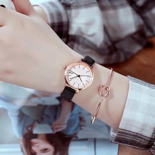 GEDI Korean Style Versatile Simplicity Dial Fashion Leather Strap Waterproof Quartz Ladies Watch