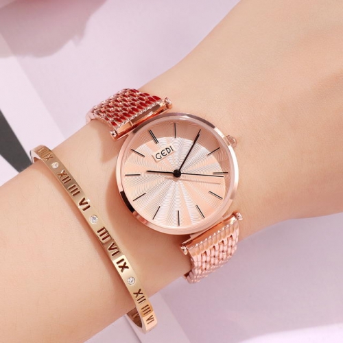 GEDI Nordic Style Textured Simplicity Dial High-grade Steel Band Waterproof Quartz Ladies Watch