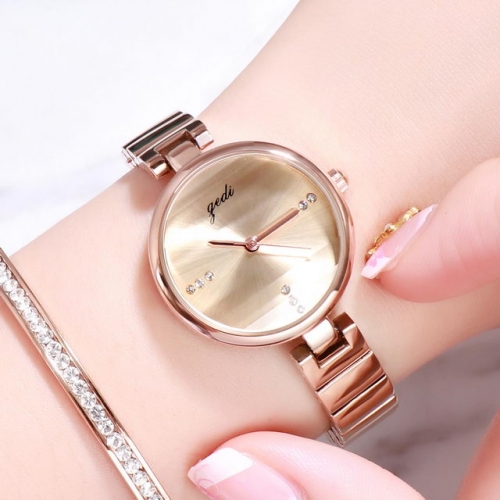 GEDI Personality Diamond Inlaid Simplicity Dial High-grade Steel Band Waterproof Quartz Ladies Watch