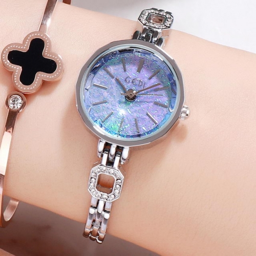 GEDI Fashion Diamond Inlaid Shinning Dial Exquisite Thin Steel Band Waterproof Quartz Ladies Watch