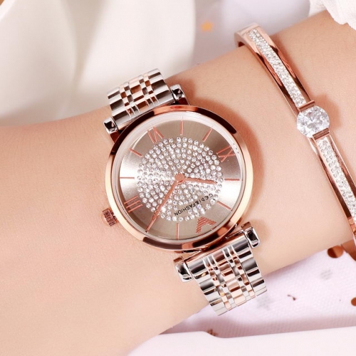 GEDI Starry Sky Diamond Inlaid Dial High-grade Steel Band Waterproof Quartz Ladies Watch