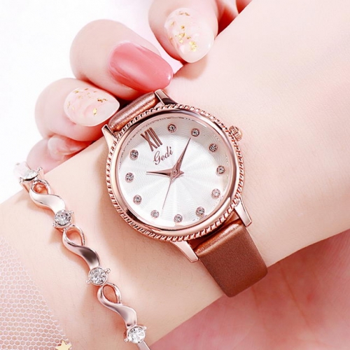 GEDI Fashion Korean Style Dial Diamond Scale Elegant Waterproof Quartz Ladies Watch