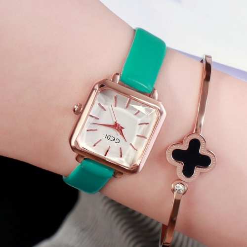 GEDI Elegant Leather Strap Waterproof Simplicity Fashion Square Dial Quartz Ladies Watch