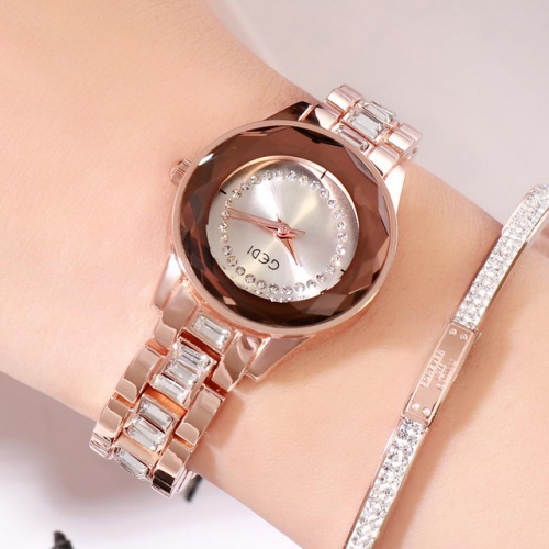 GEDI Light Luxury Diamond Inlaid Dial High-grade Steel Band Waterproof Quartz Ladies Watch