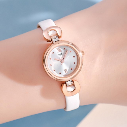 GEDI Elegant Leisure Diamond Inlaid Small Dial Exquisite Leather Strap Waterproof Quartz Ladies Watch