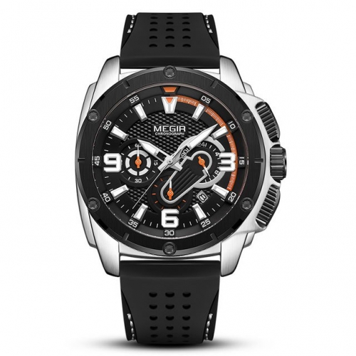 MEGIR Luminous Fashion Multi-function Silica Gel Band Business Sport Waterproof Men's Quartz Watch