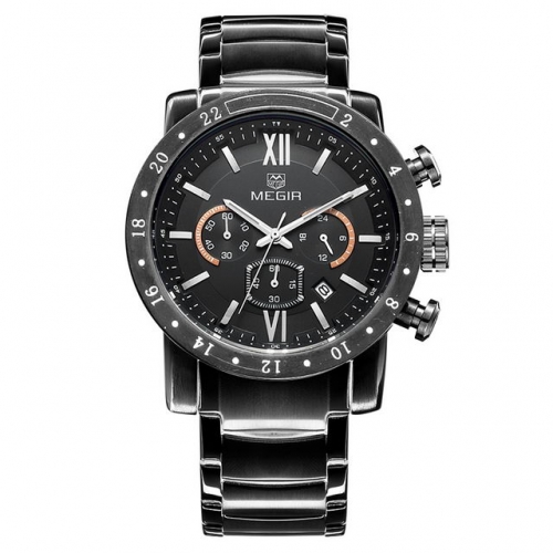 MEGIR Racing Style Fashion Dial Multi-function Calendar Luminous Waterproof Men's Quartz Watch