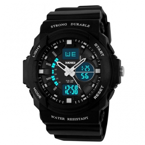 SKMEI Korean Style Outdoor Sport Waterproof Chronograph GMT Luminous Fashion Electronic Men's Watch