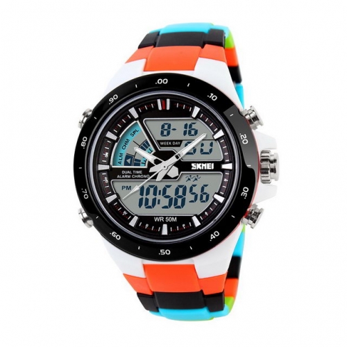 SKMEI Fashion Young Style Sport Waterproof Chronograph GMT Luminous Alarm Clock Electronic Men's Watch