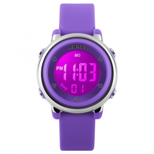 SKMEI Colorful Light Sport Waterproof Chronograph Silica Gel Band Fashion Electronic Kids Watch