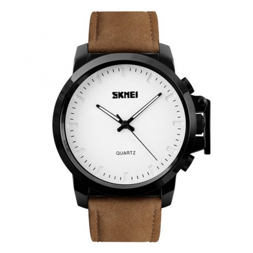 SKMEI Business Simplicity British Style Waterproof Luminous Leather Silica Gel Band Quartz Men's Watch