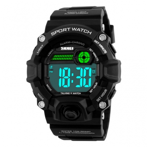 SKMEI Voice Time Convenience For Blind Multi-function Sport Alarm Clock Luminous Electronic Men's Watch
