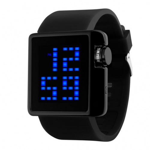 SKMEI Luminous Waterproof Calendar Display Big Square Silica Gel Band Fashion Electronic Kids Watch