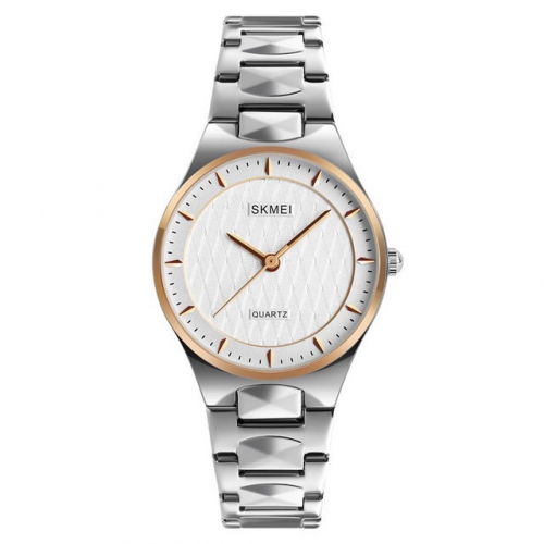 SKMEI Exquisite Textured Ultra Thin Dial Elegant Business Steel Band Waterproof Quartz Ladies Watch