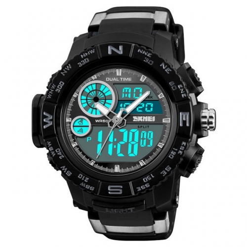 SKMEI Student's Double Display Outdoor Sport Multi-function Dual Time-zones Chronograph Electronic Men's Watch