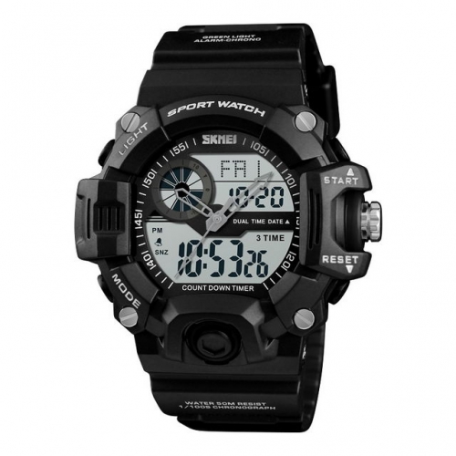 SKMEI Shockproof Waterproof Outdoor Sport Multi-function Dual Time-zones Chronograph Electronic Men's Watch