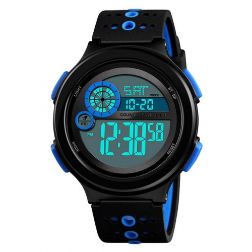 SKMEI Outdoor Sport  Multi-function Chronograph Silica Gel Band Luminous Waterproof Electronic Men's Watch