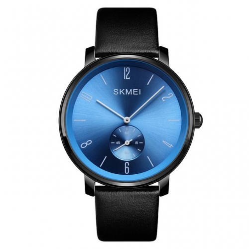 SKMEI Simplicity Dial Independent Seconds Pin Fashion Casual Leather Strap Waterproof Quartz Men's Watch