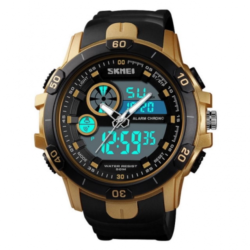 SKMEI Hot Sale Big Dial Sport Dual Time-zones Chronograph Casual Waterproof Electronic Men's Watch