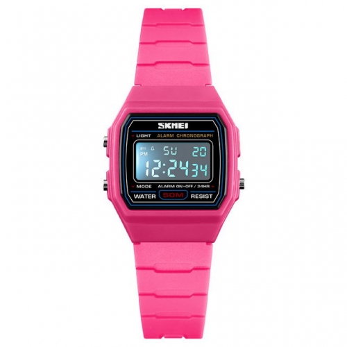 SKMEI Hot Sale Colorful Square Dial Simplicity Light Luxury PU Band Luminous Waterproof Electronic Kids Watch