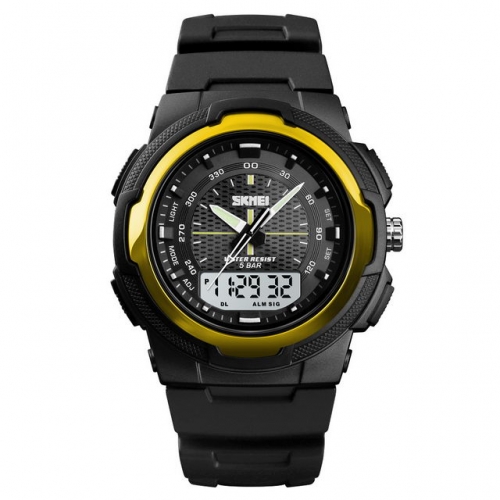 SKMEI Textured Dial Three Time-zones Multi-function Sport Alarm Clock Chronograph Waterproof Electronic Men's Watch