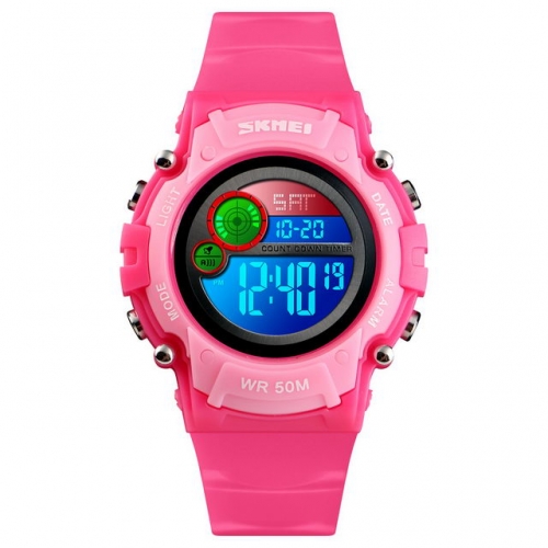 SKMEI Colorful Led Luminous Outdoor Sport Chronograph Alarm Clock Waterproof Electronic Kids Watch
