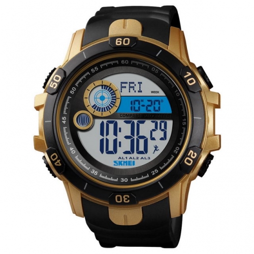 SKMEI Multi-function Mountaineering Compass Steps Count Alarm Clock Waterproof Electronic Men's Watch