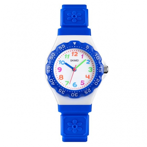 SKMEI Flower Shape Dial Hot Sale PU Band Colorful Digital Scale Waterproof Quartz Kids Watch