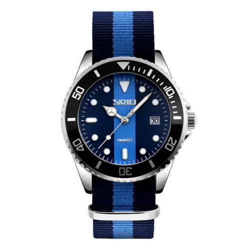 SKMEI British Style Nylon Band Fashion Calendar Display Luminous Waterproof Quartz Men's Watch