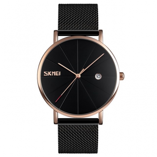 SKMEI Korean Style Simplicity Dial Calendar Display Casual Mesh Band Waterproof Quartz Men's Watch