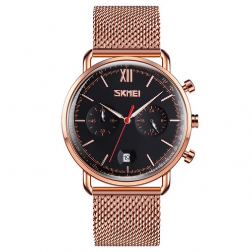 SKMEI Hot Sale Business Casual Simplicity Dial Calendar Mesh Band Luminous Waterproof Quartz Men's Watch