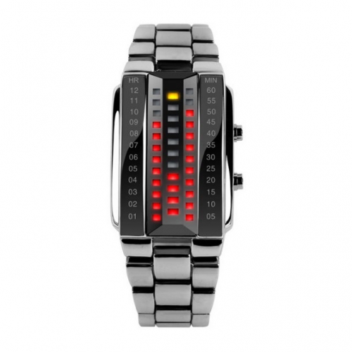 SKMEI Personality Fashion Lava Display Square Dial Casual High-grade Steel Band Waterproof Electronic Lovers Watch