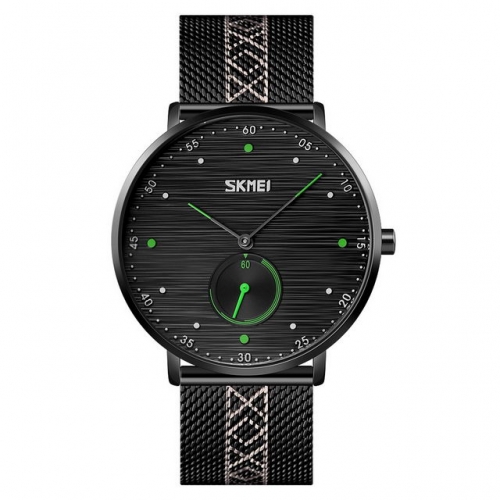 SKMEI Business Casual Independent Seconds Pointer Exquisite Patterned Mesh Band Waterproof Quartz Men's Watch