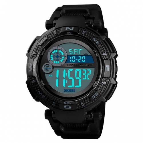 SKMEI Multi-function Rotatable Dial Outdoor Sport Casual PU Band Waterproof Electronic Men's Watch