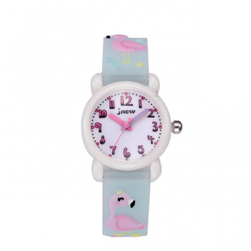 JNEW Dreamy Flamingo Stereo Pattern Band Hot Sale Children's Gift Waterproof Quartz kids Watch