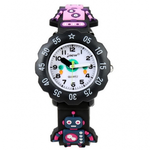 JNEW Stereo Robot Pattern Band Wheel Shape Dial Hot Sale Children's Gift Waterproof Quartz kids Watch