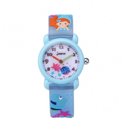 JNEW Fairy Tale Series Mermaid Pattern Translucent Band Hot Sale Children's Gift Waterproof Quartz kids Watch