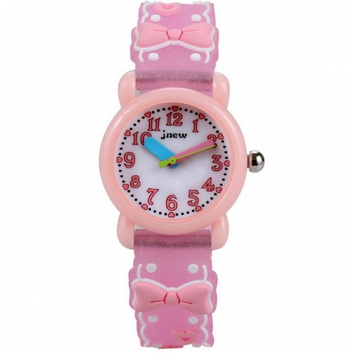 JNEW Lovely Bow Pattern Shinning Translucent Band Hot Sale Children's Gift Waterproof Quartz kids Watch