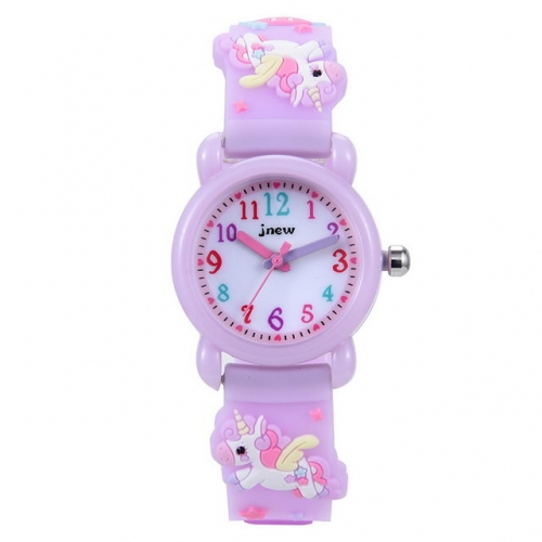 JNEW Hot Sale Rainbow Pony Multi-function Colorful Luminous Alarm Clock Waterproof Electronic kids Watch