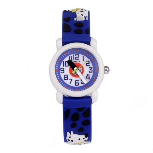 JNEW Spotted Dog Pattern Stereo Exquisite Silica Gel Band Colorful Cartoon Waterproof Quartz kids Watch