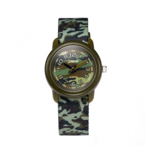 JNEW Green Camouflage Pattern Dacron Army Style Simplicity Pointer Children's Gift Waterproof Quartz kids Watch