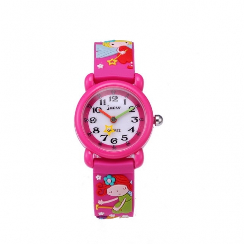 JNEW Star Shape Second Pointer Cartoon Magic Fairy Pattern Soft Silica Gel Band Waterproof Quartz kids Watch